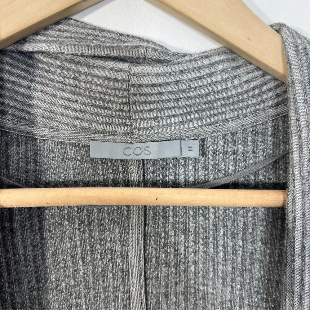 COS Gray Ribbed Open Front Pockets Cardigan Size Medium - Picture 6 of 11